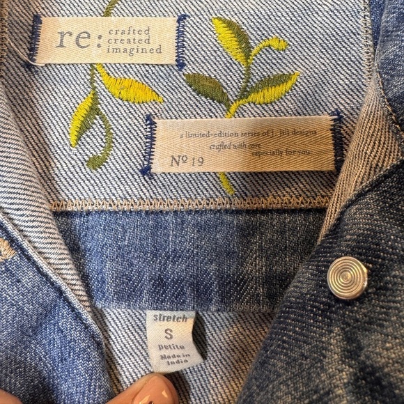 J. Jill Recrafted Repurposed Reimagined No. 19 Floral Jean Jacket Small Petite - Picture 4 of 8